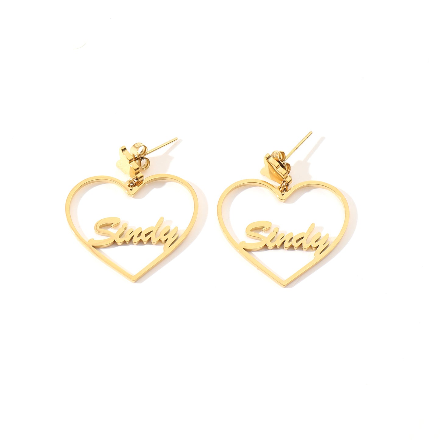 Ellie Personalized Stainless Steel Butterfly Heart Earrings