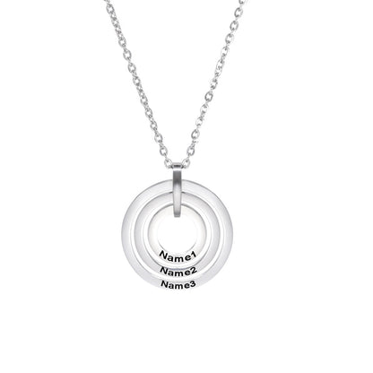 Iris Triple Concentric Circle Name Necklace