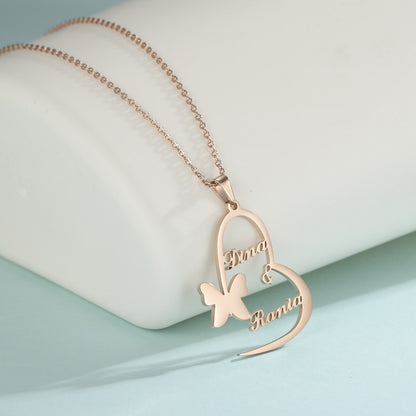 Lena Elegant Customizable Heart Necklace with Two Names