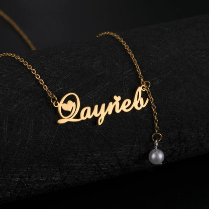 Cassandra Pearl & Heart Name Necklace