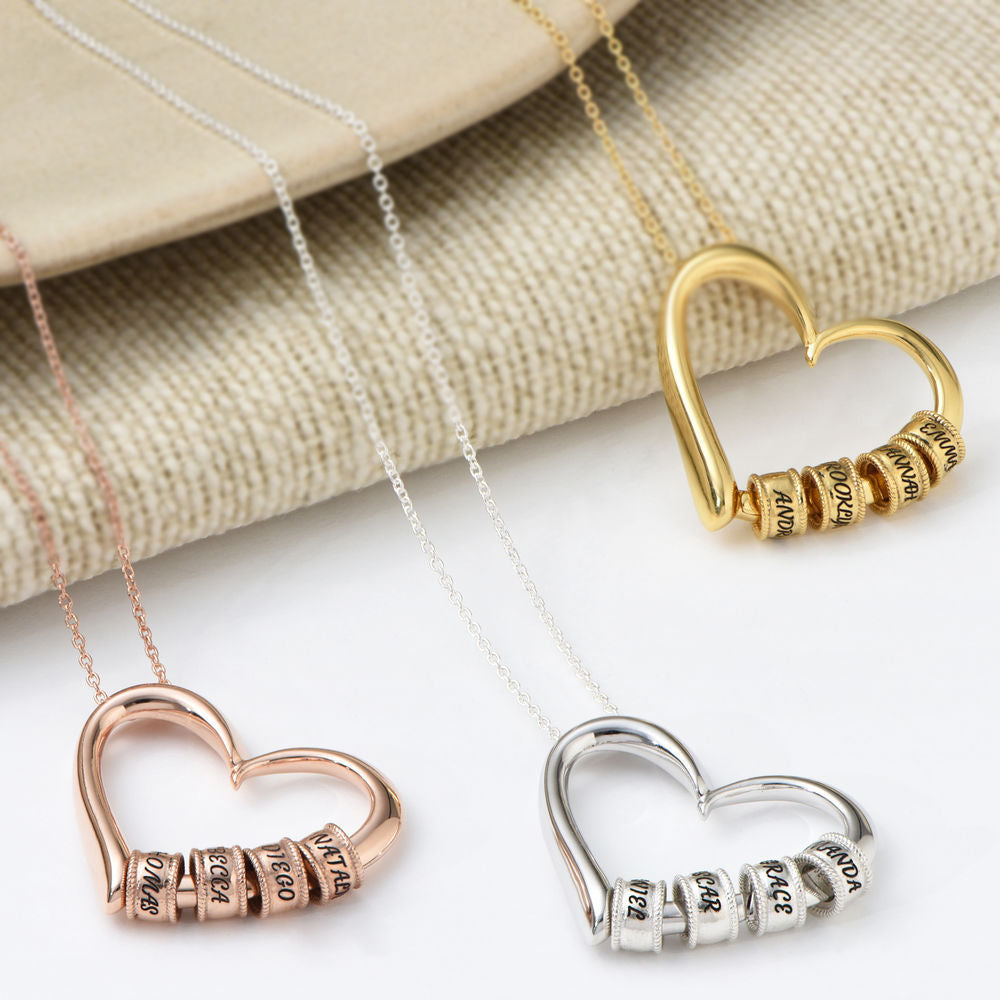 Sophie Charming Heart Engraved Beads Necklace