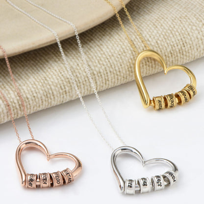 Sophie Charming Heart Engraved Beads Necklace