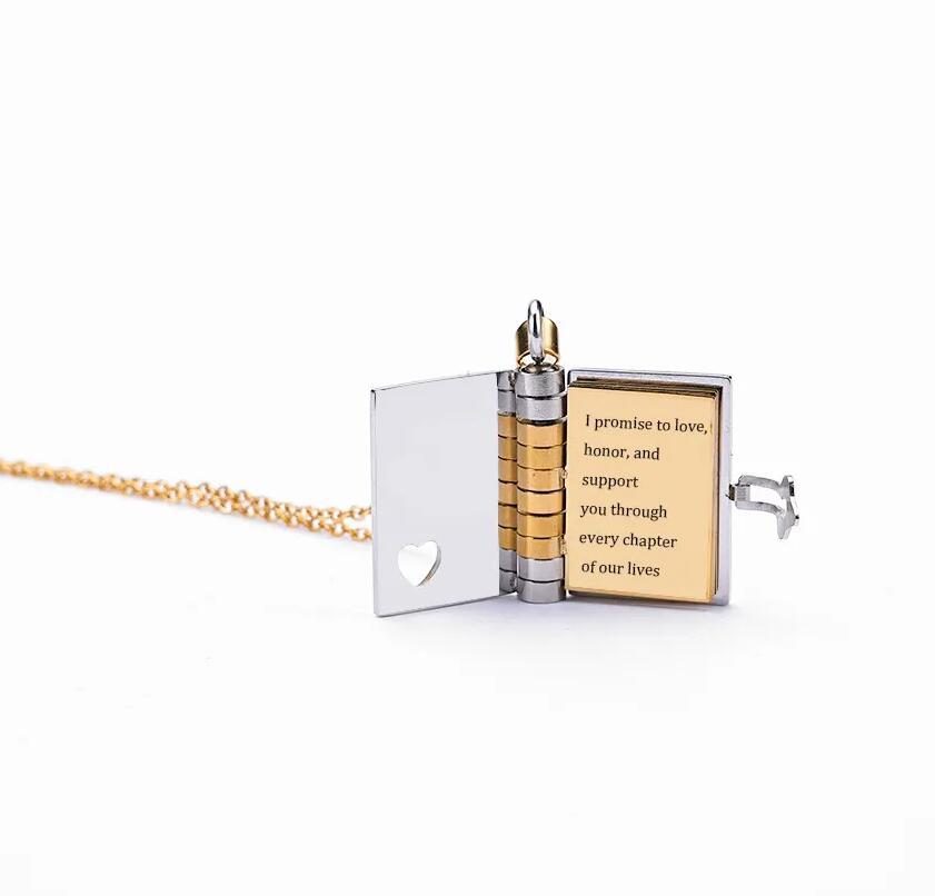 Sara Couple Book Pendant Necklace