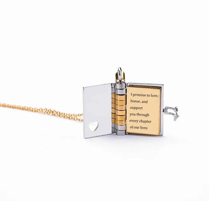 Sara Couple Book Pendant Necklace
