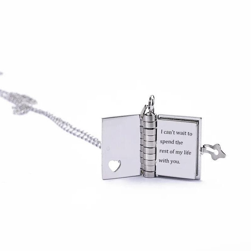 Sara Couple Book Pendant Necklace