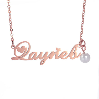 Cassandra Pearl & Heart Name Necklace