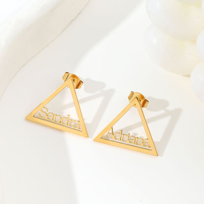 Sharon Hollow Triangle DIY English Letter Earrings