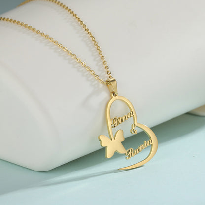 Lena Elegant Customizable Heart Necklace with Two Names