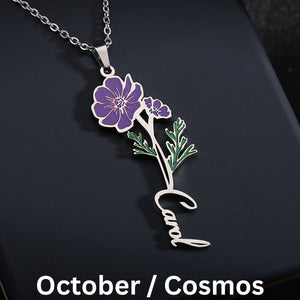 Hannah Personalized Birth Flower Name Clavicle Necklace
