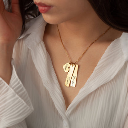 Quinn Customizable Heart and Bar Name Necklace