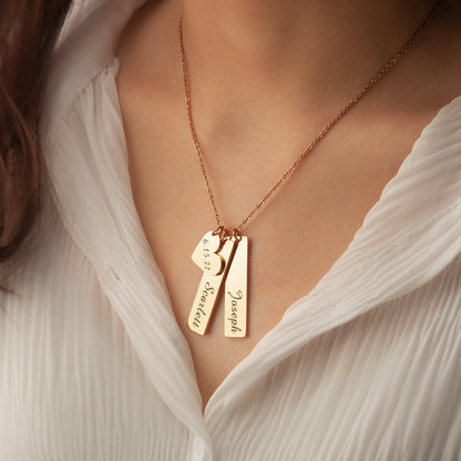 Quinn Customizable Heart and Bar Name Necklace