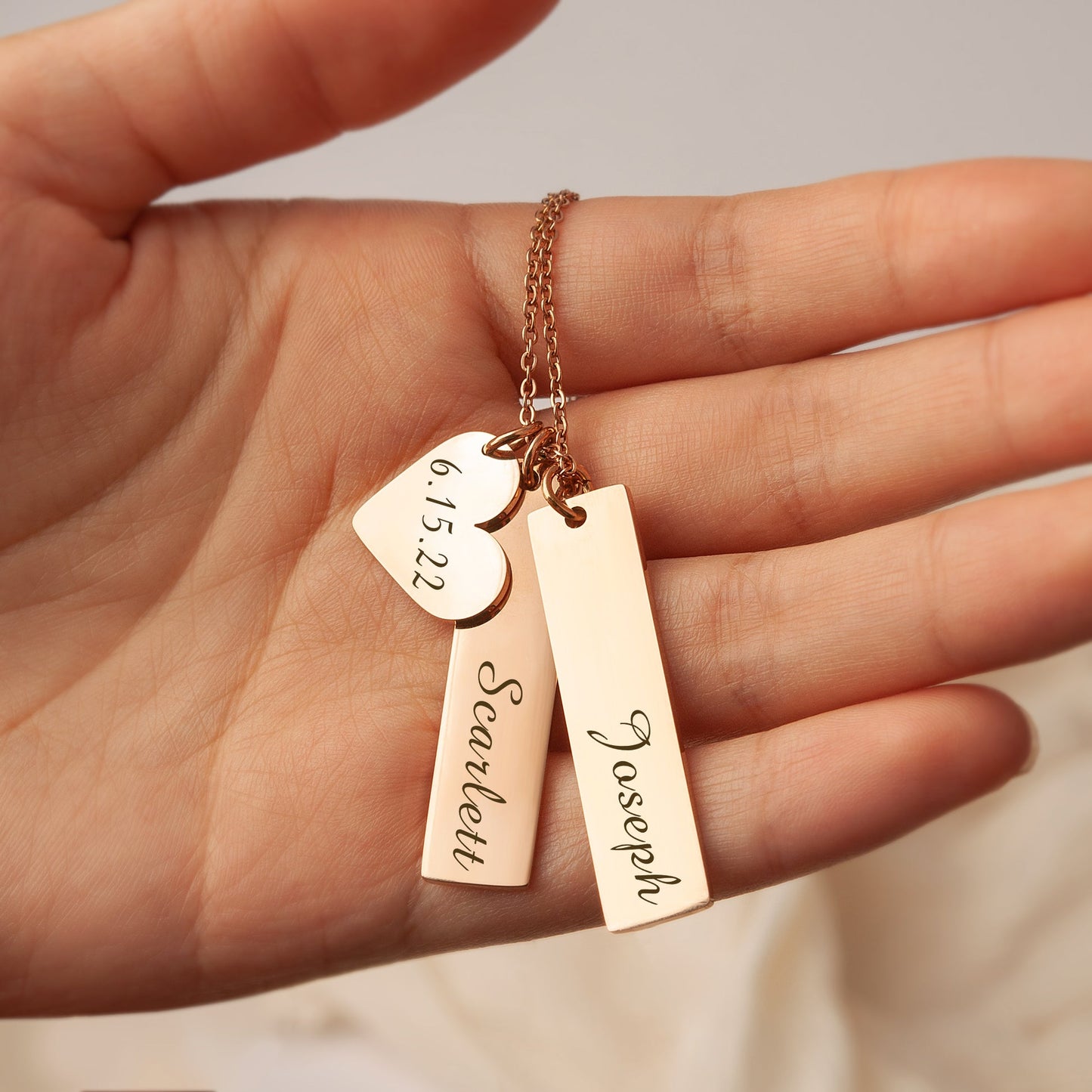 Quinn Customizable Heart and Bar Name Necklace