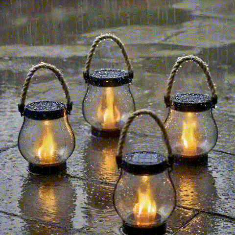 Realistic solar flame lantern