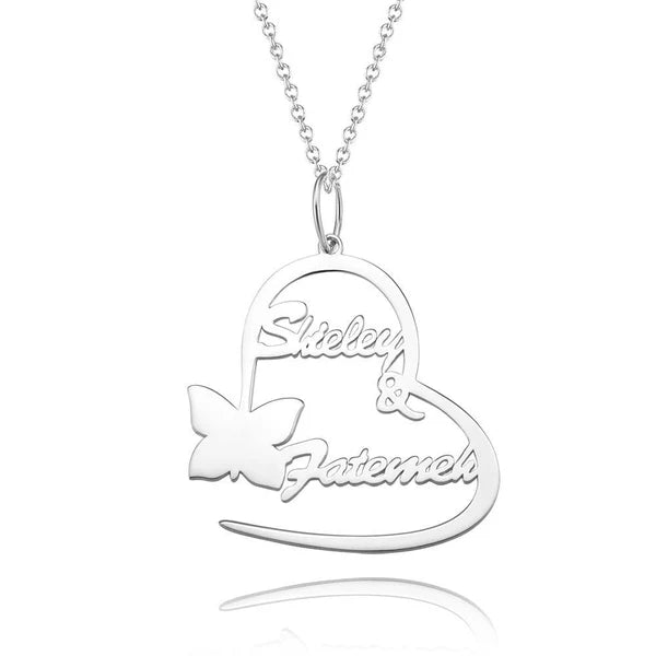 Lena Elegant Customizable Heart Necklace with Two Names