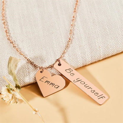Quinn Customizable Heart and Bar Name Necklace