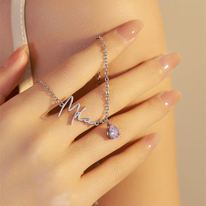 Abby Chrystal Letter Name Necklace