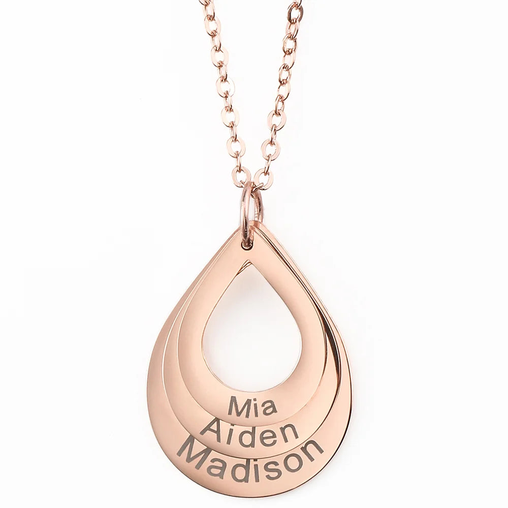 Ella Engraved DropShaped Family Necklace