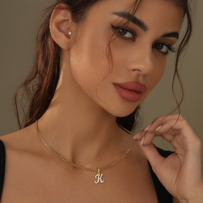 Inaya Script Iced Letter Necklace