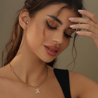 Inaya Script Iced Letter Necklace