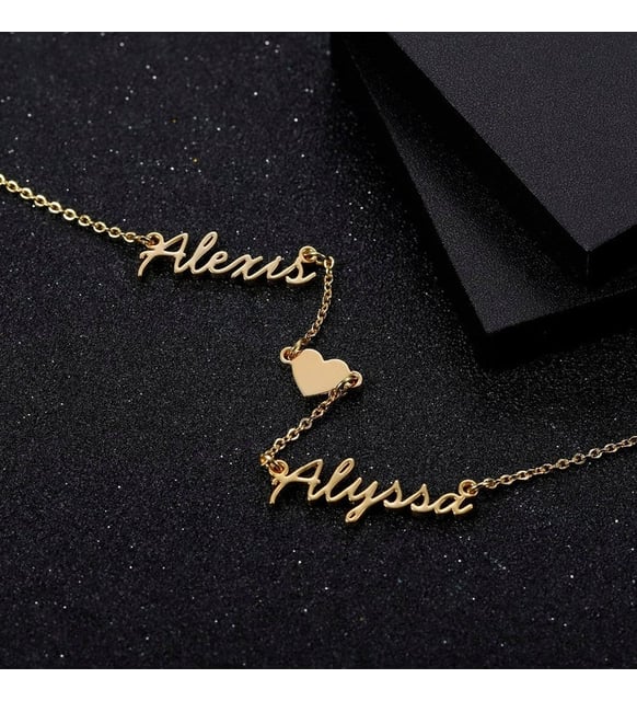 Olivia Double Name Heart Necklace