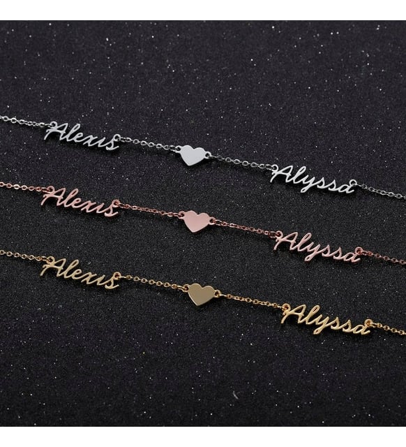Olivia Double Name Heart Necklace