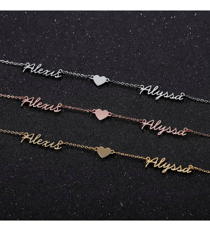 Olivia Double Name Heart Necklace