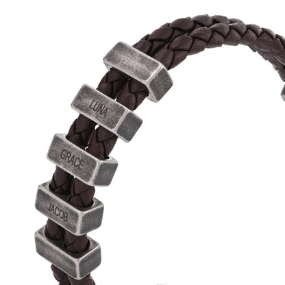 Stella Brown Braided T-Bar Leather Bracelet