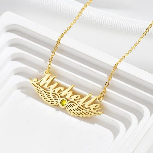 Victoria personalized wing collarbone necklace
