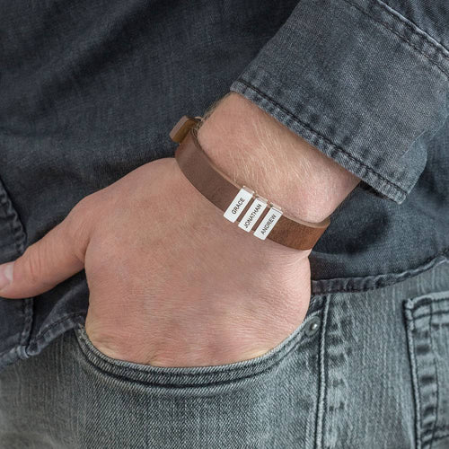 Macy Voyage Men's Brown Leather Bracelet