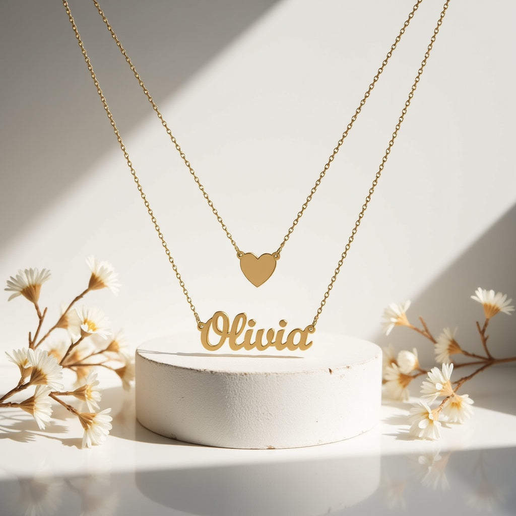 Heart Layer Name Necklace