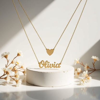 Heart Layer Name Necklace