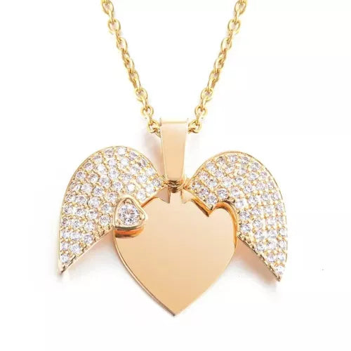 Piper Personalized Angel Wings Heart Necklace
