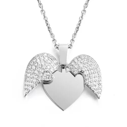 Piper Personalized Angel Wings Heart Necklace