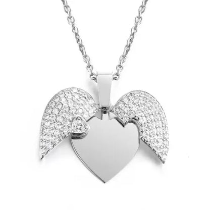 Piper Personalized Angel Wings Heart Necklace